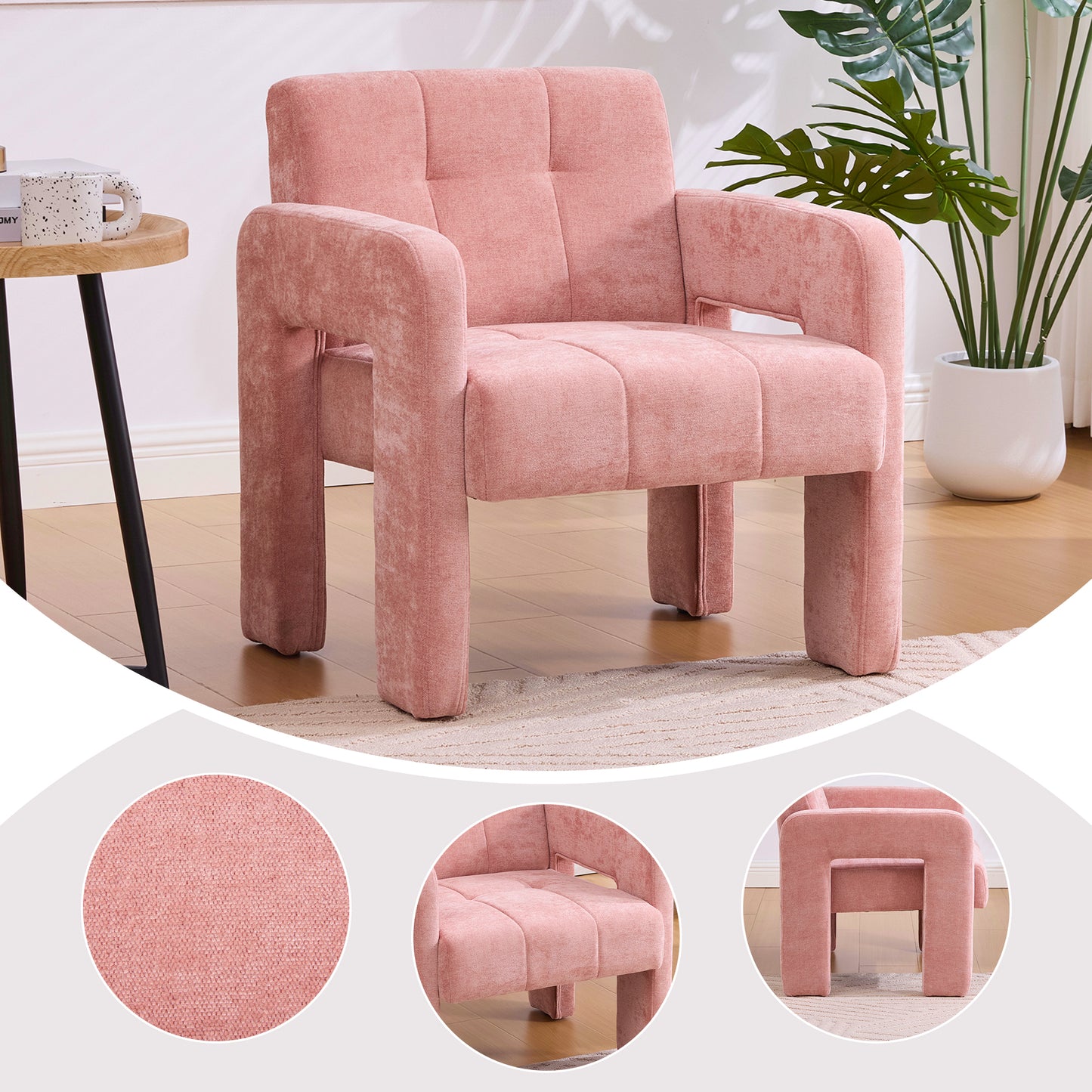 Modern Minimalist Casual Single Armchair Living Room, Bedroom, Office Area Upholstered Chair Comfortable Padded Armchair Nordic Style Casual Seating