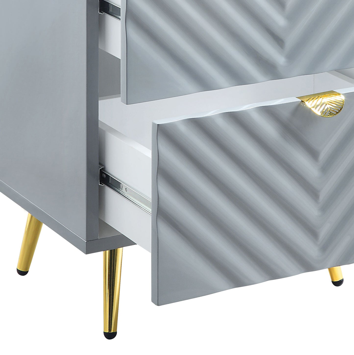 Gaines Gray High Gloss Finish Nightstand