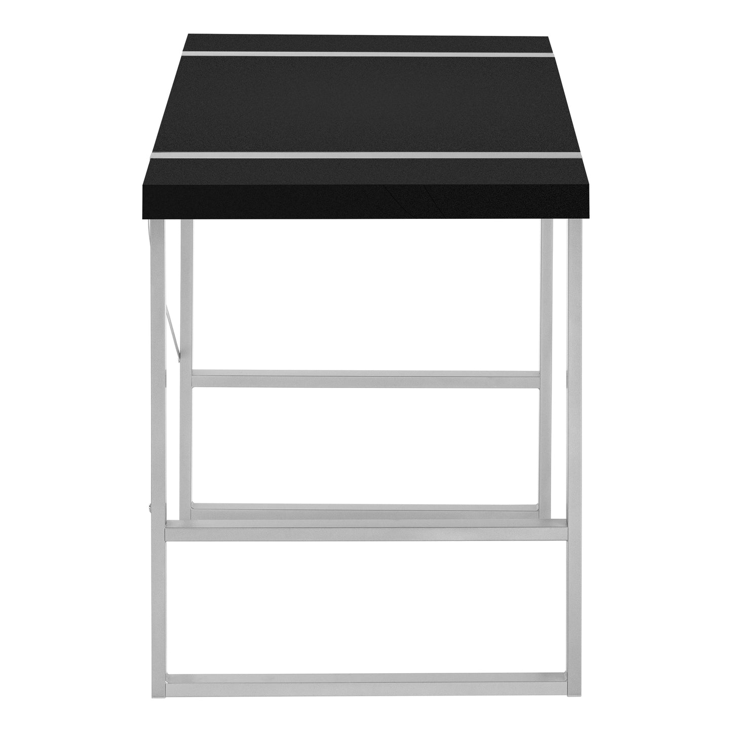 Computer Desk, Home Office, Laptop, 48"l, Work, Black Laminate, Grey Metal, Contemporary, Modern