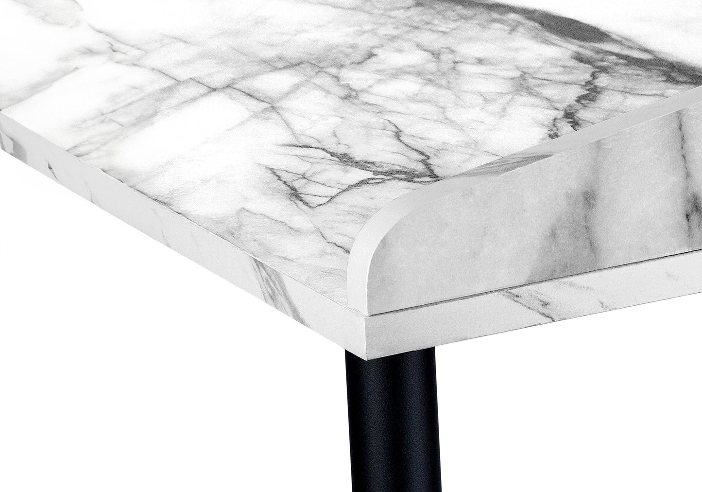 Computer Desk, Home Office, Laptop, Storage Shelves, 48"l, Work, White Marble Look Laminate, Black Metal, Contemporary, Modern