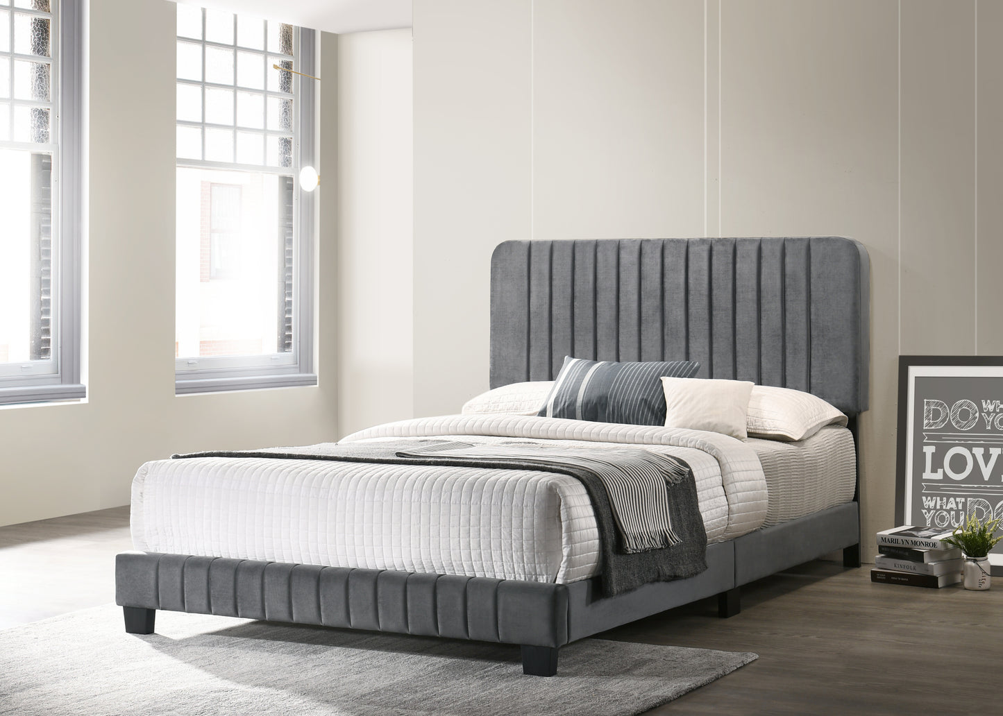 Contemporary Gray Queen Size Bed For Comfort