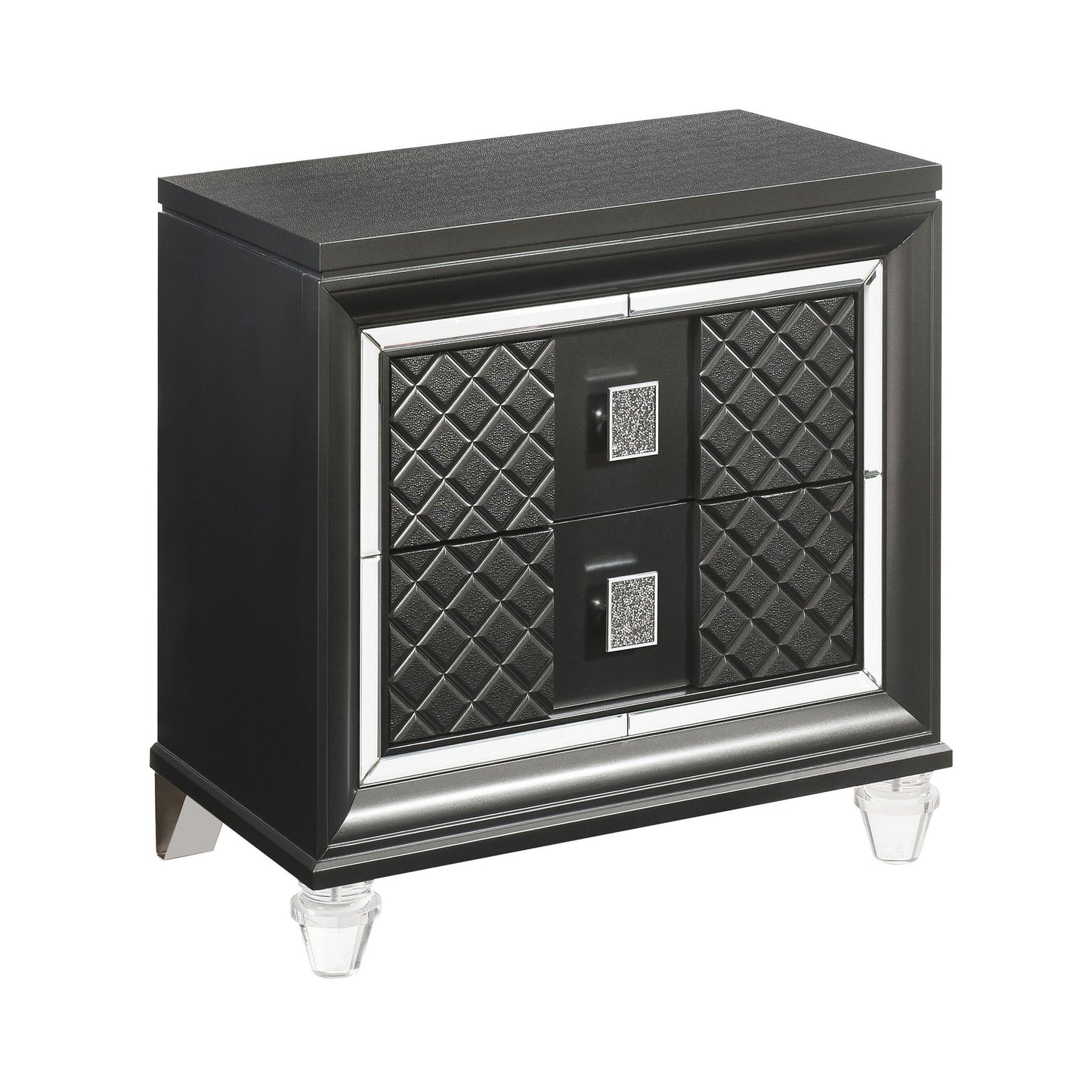 Metallic Grey 2-drawer Nightstand