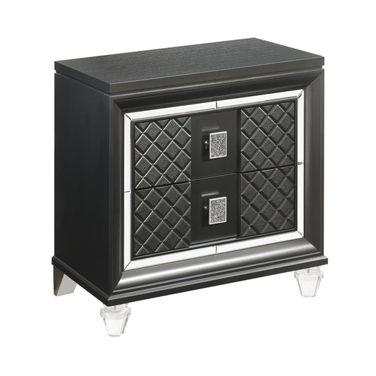 Metallic Grey 2-drawer Nightstand