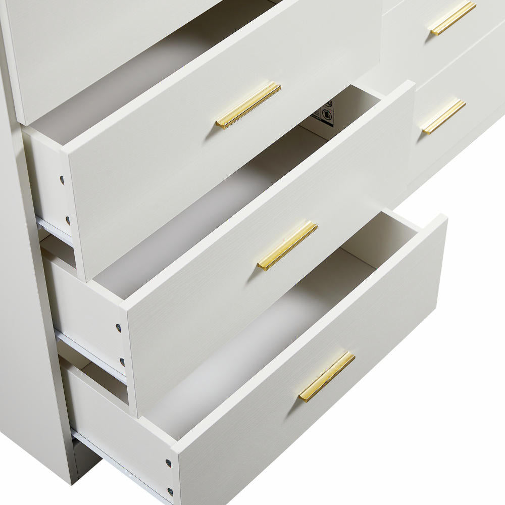 Modern White 8-Drawer Dresser for Bedroom - Ample Storage Wide Chest of Drawers, Sturdy & Safe