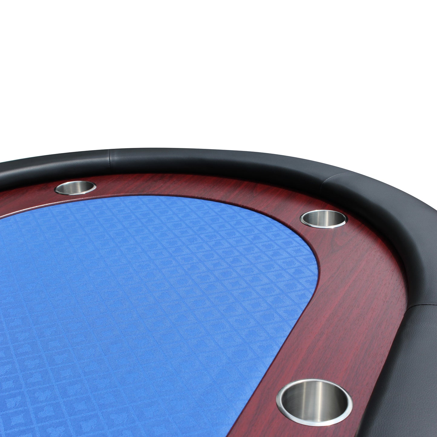 96" Light Series Foldable Poker Table with Wooden Racetrack Felt Stainless Legs Cup Holders Blue