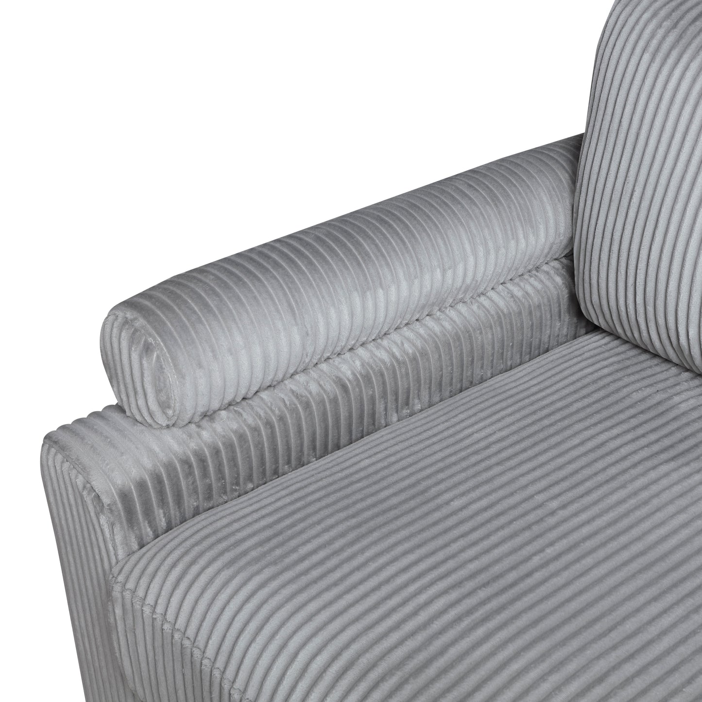 6pc Modular Sectional Set Gray Corduroy Upholstery 3x Armless Chairs 2x Corner Seats 1x Ottoman Pillows Living Room Furniture