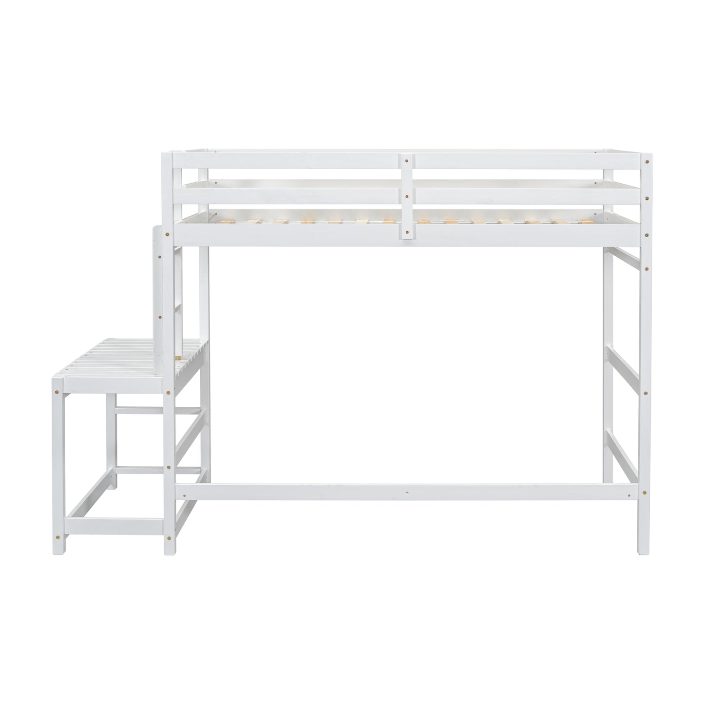 Twin Size High Loft Bed with Ladder landing Platform, Ladders, Guardrails,White