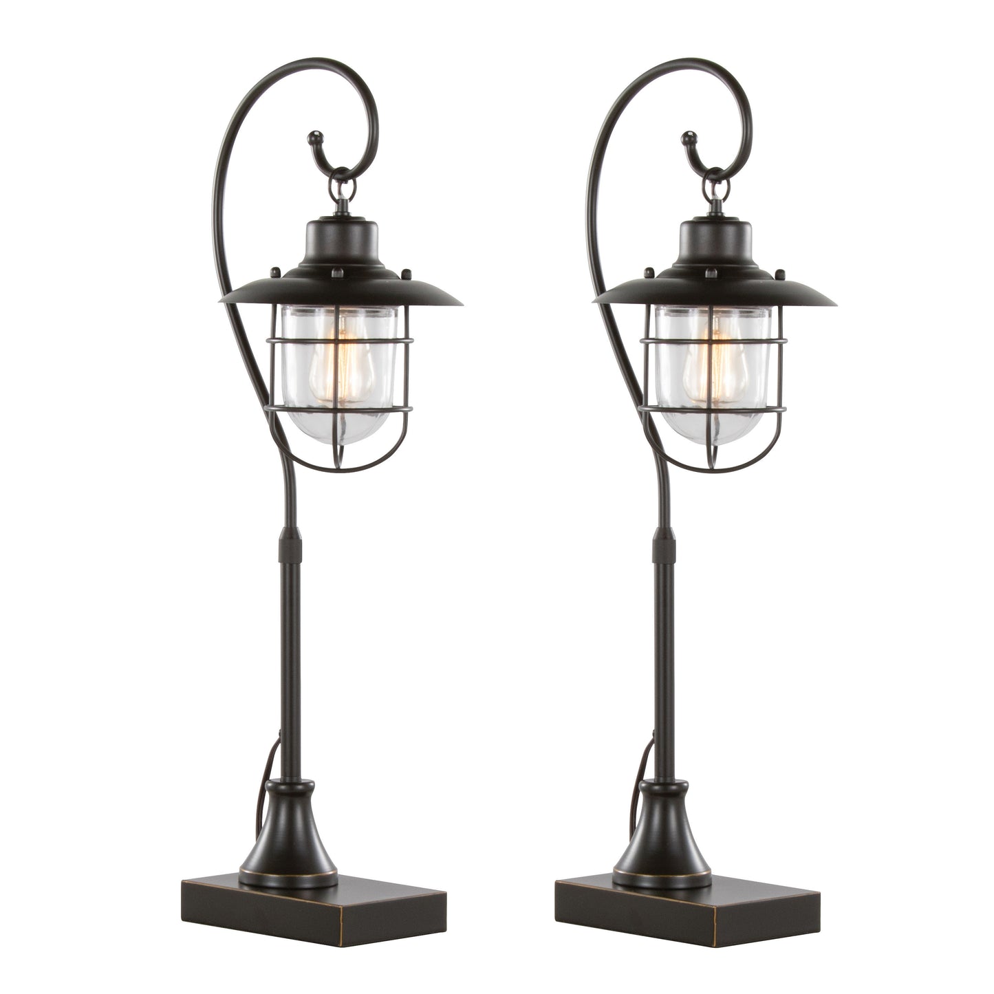 Landen 33" Contemporary Metal Task Lamp in Oil Rubbed Bronze with Clear Glass Shade from Grandview Gallery by LumiSource - Set of 2