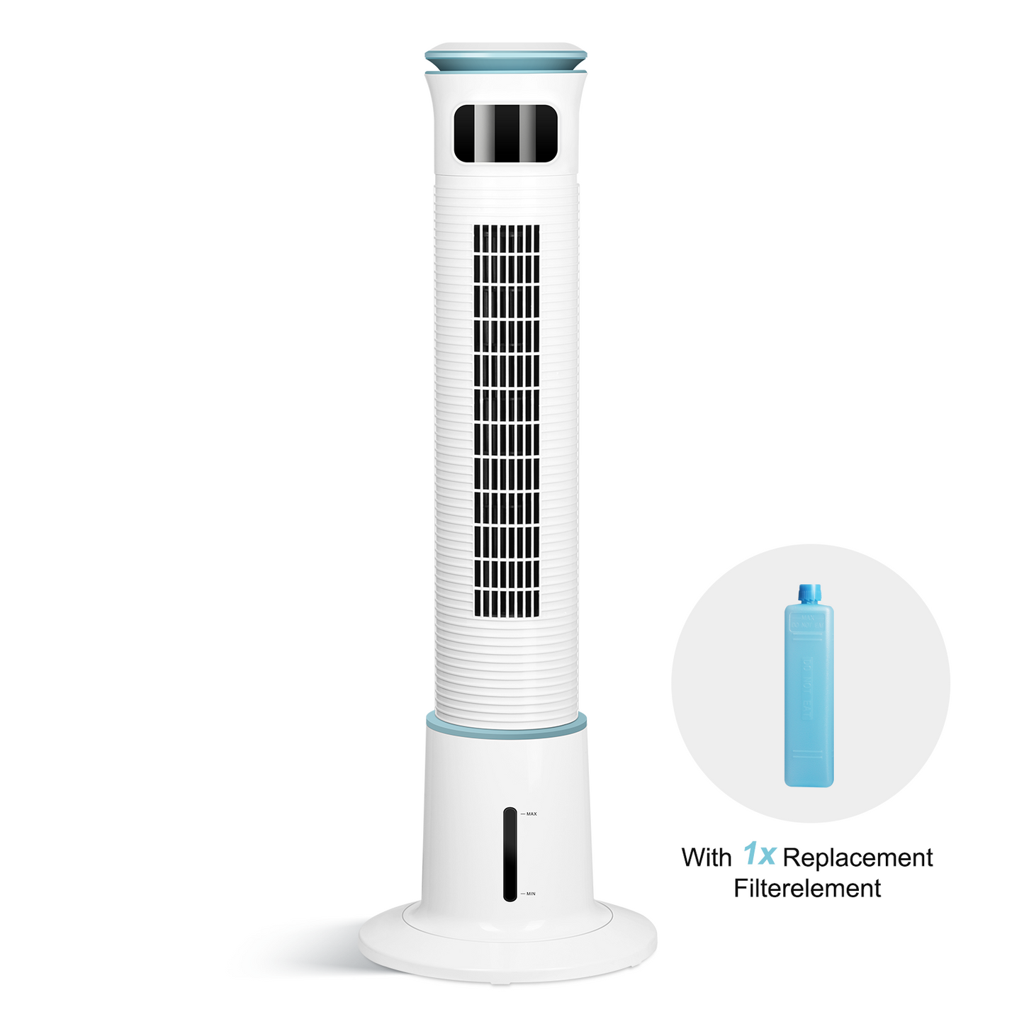 Simple Deluxe Mist Tower Fan, 12 Speeds & 3 Modes Settings Standing Fan , 15 Hour Timing Closure Cooling Fan, Low Noise, 43 Inches, White