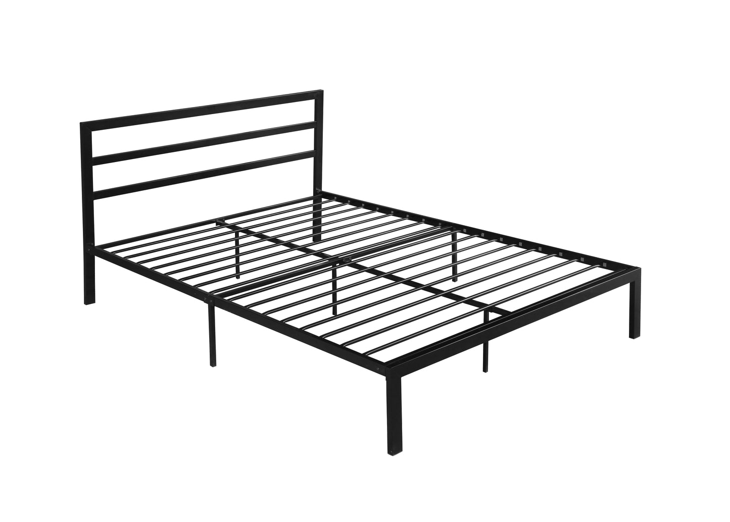 Queen Size Metal Bed Frame with Headboard Black