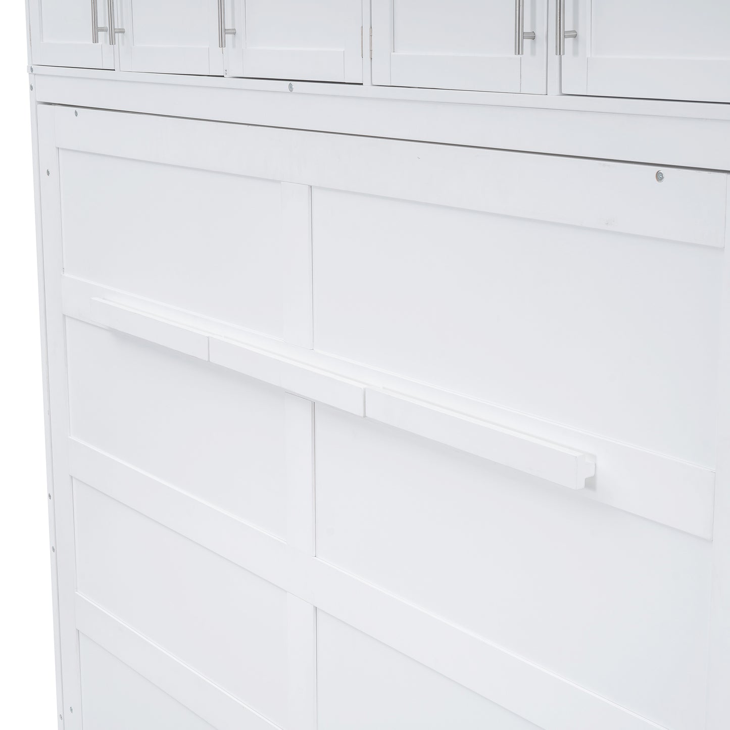Full Size Murphy Bed Wall Bed with Top Cabinets,White