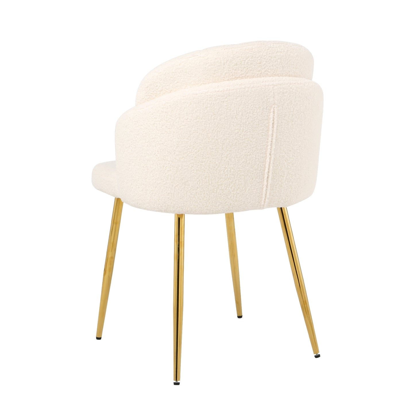 Modern simple teddy fleece dining chair Fabric Upholstered Chairs home bedroom stool back dressing chair gold metal legs(set of 2)