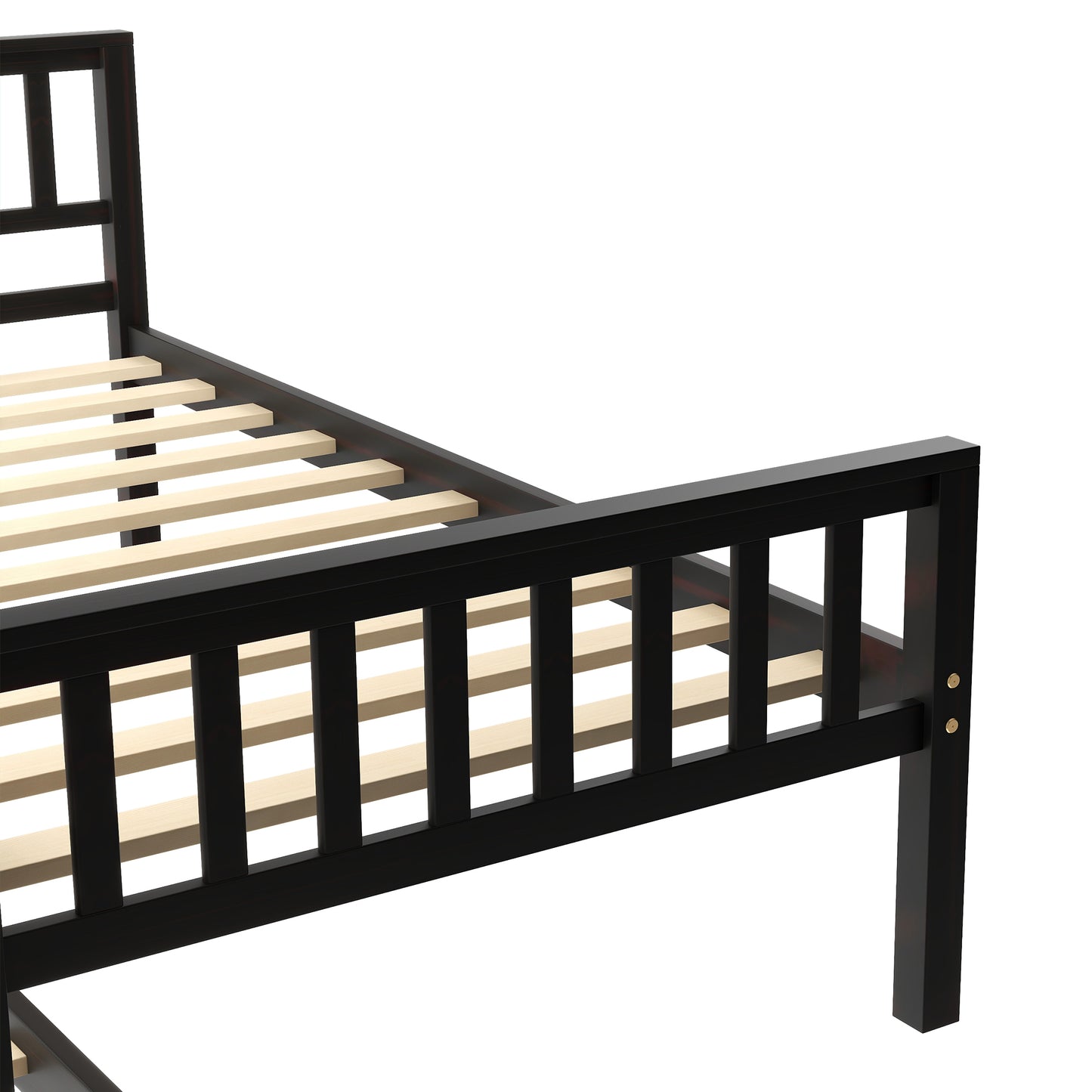 Twin Bed with Trundle, Platform Bed Frame with Headboard and Footboard, for Bedroom Small Living Space,No Box Spring Needed,Espresso(Old SKU:W50440557)