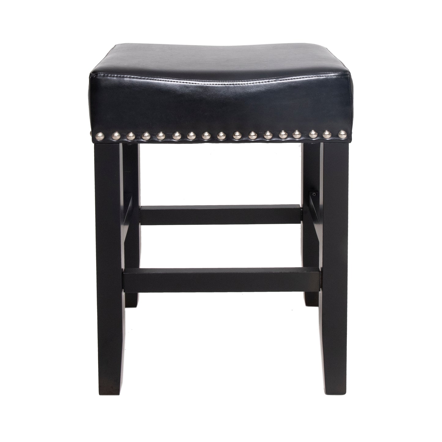 26" Backless Leather Counter Stools, 2-Pcs Set, Black