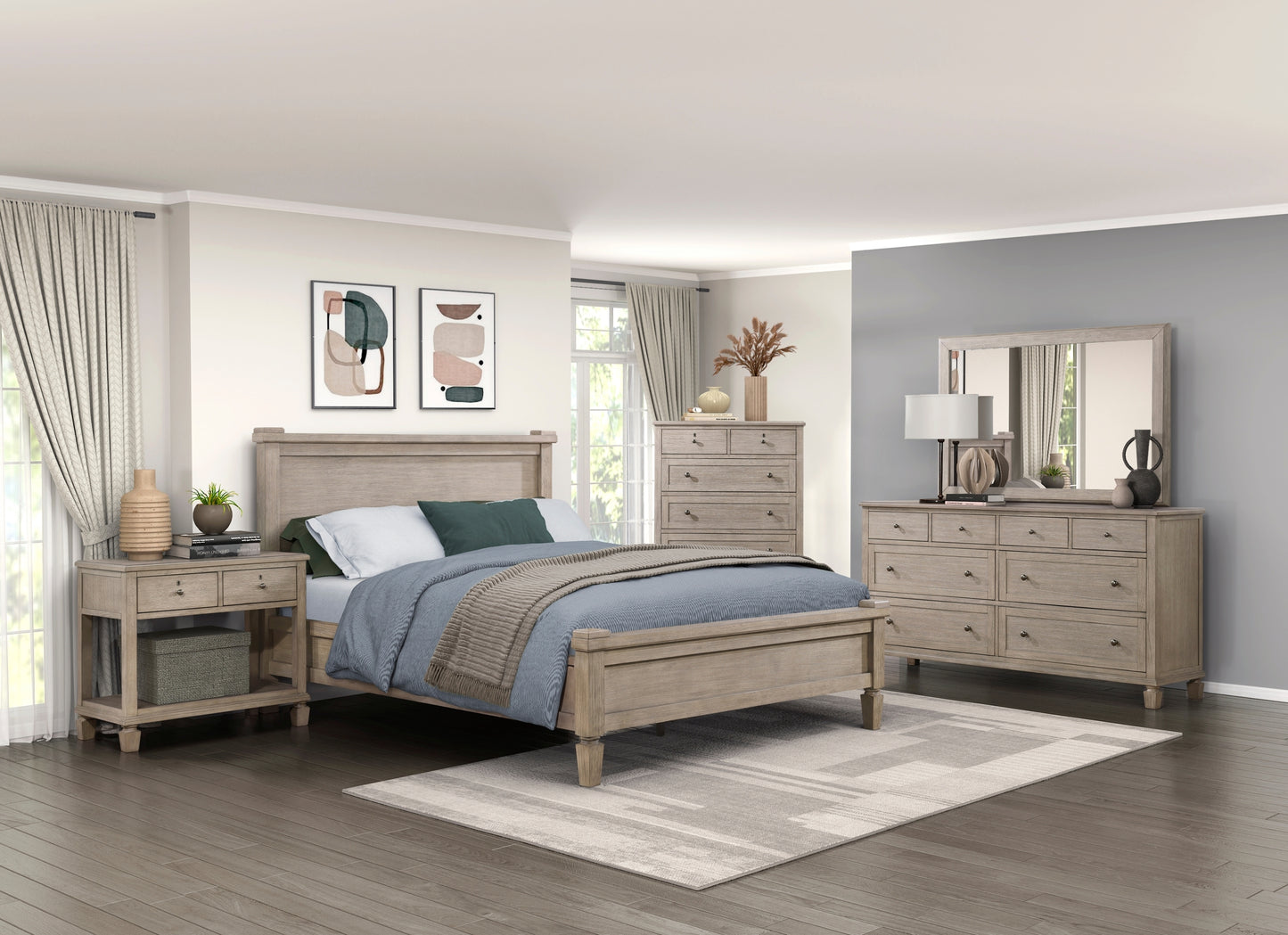 Gray Oak Finish Classic Transitional Bedroom Furniture 1pc Dresser of 8 Drawers Wooden Furniture