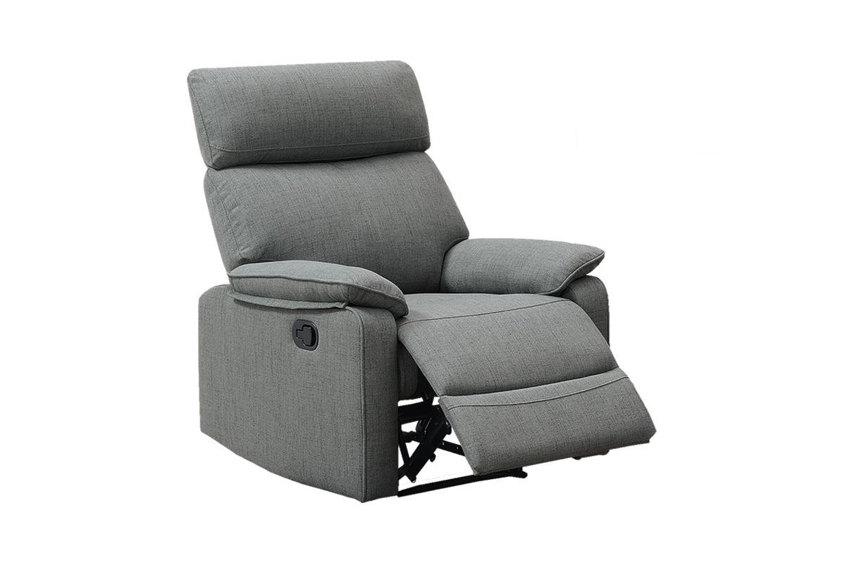 Gray Color Burlap Fabric Recliner Motion Recliner Chair 1pc Couch Manual Motion Living Room Furniture