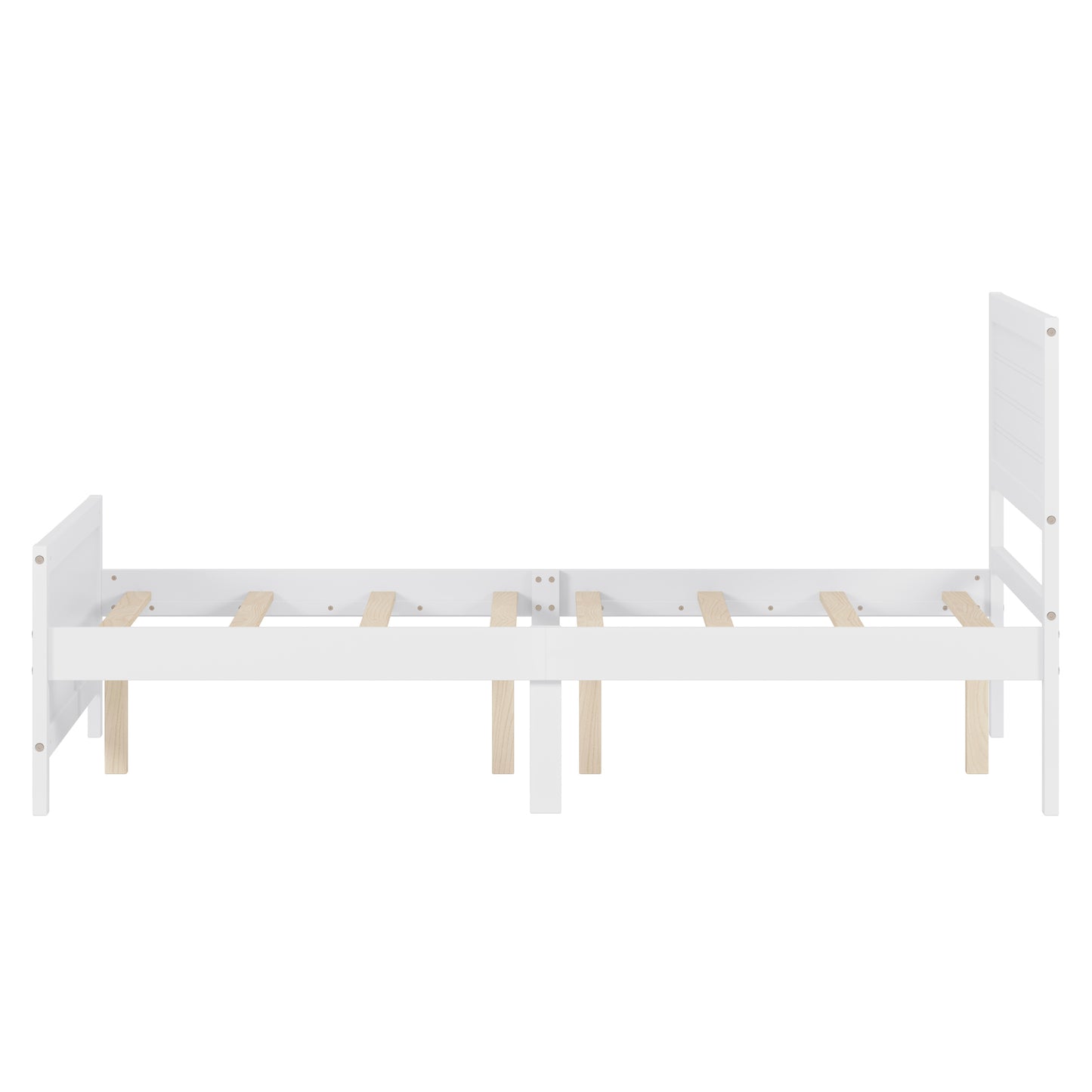 Wood Platform Bed Frame with Headboard, Mattress Foundation with Wood Slat Support, No Box Spring Needed, Queen Size, White