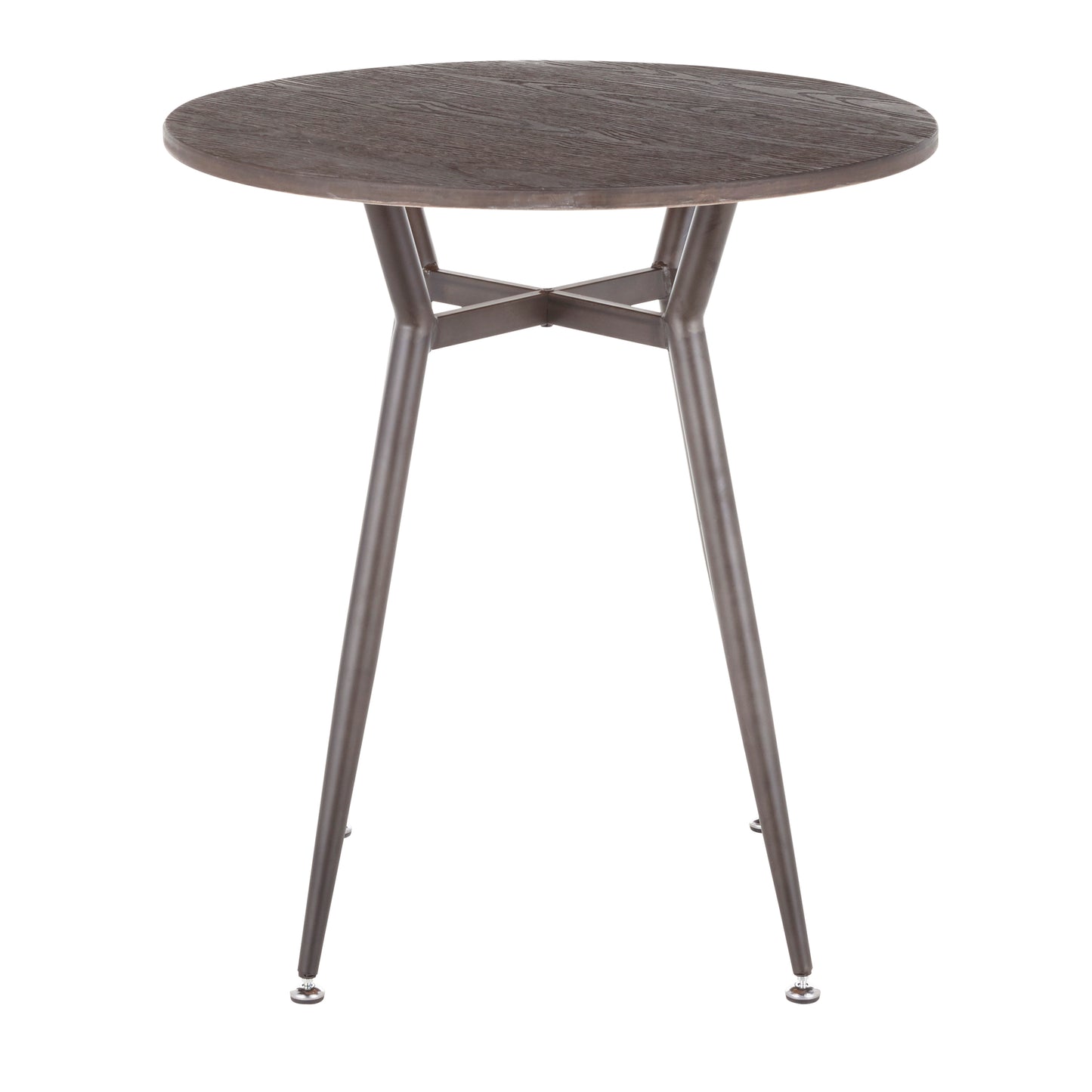 Clara Industrial Round Dinette Table in Antique Metal and Espresso Wood-Pressed Grain Bamboo by LumiSource