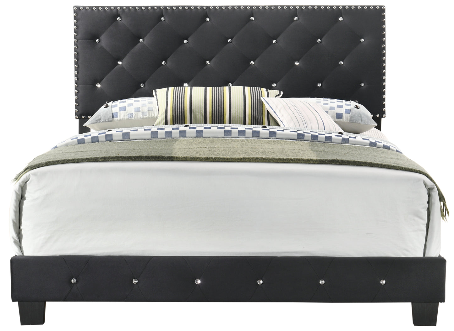 Transitional King Bed With Sleek Black Finish