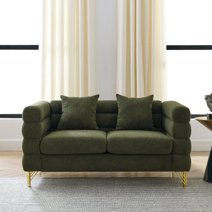 3-seater + 2-seater Combination sofa.Green teddy