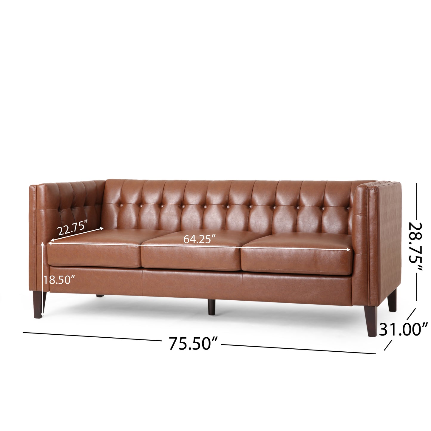 Mirod Comfy 3-seat Sofa with Tufted Back , Modern for Living Room