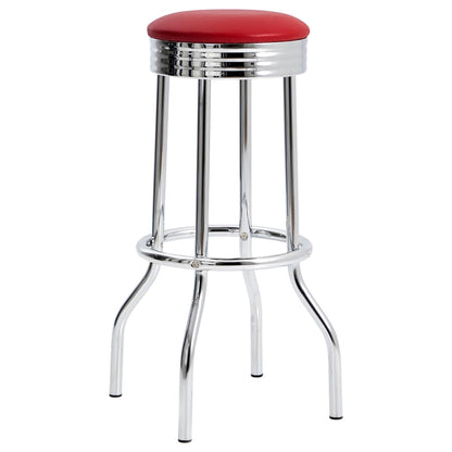 Red and Chrome Bar Height Stool (Set of 2)