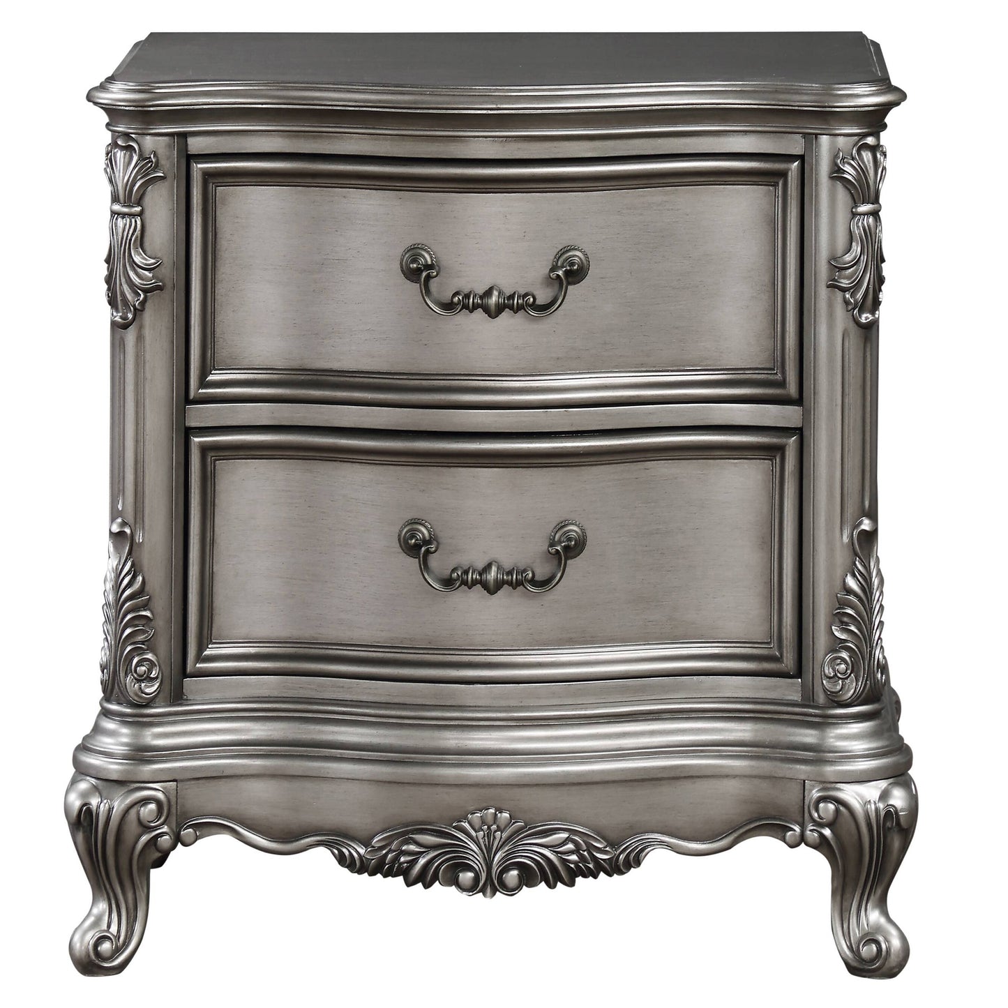Antique Platinum 2-drawer Nightstand