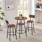 Round bar stool set with shelves, stool with backrest Rustic Brown, 23.6'' Dia x 35.4'' H