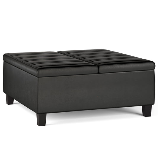 Ellis - Coffee Table Storage Ottoman - Distressed Black