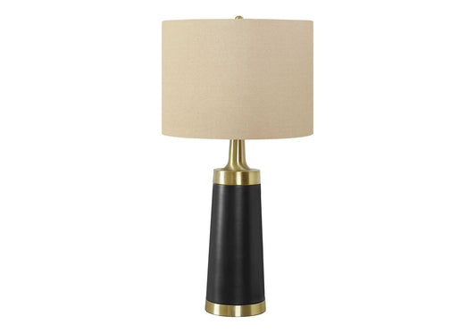 Lighting, 28'h, Table Lamp, Black Metal, Beige Shade, Contemporary