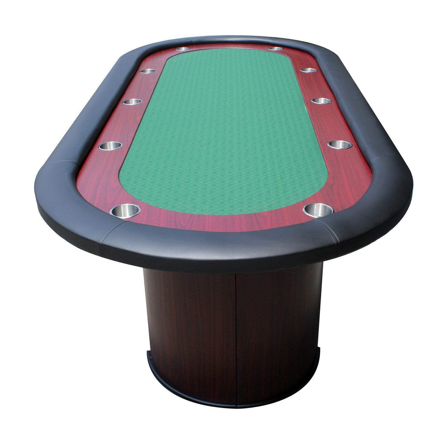 INO Design 96Inch Oval 10 Players Green Waterproof Cloth Red Racetrack Luna Wooden Legs Poker Table