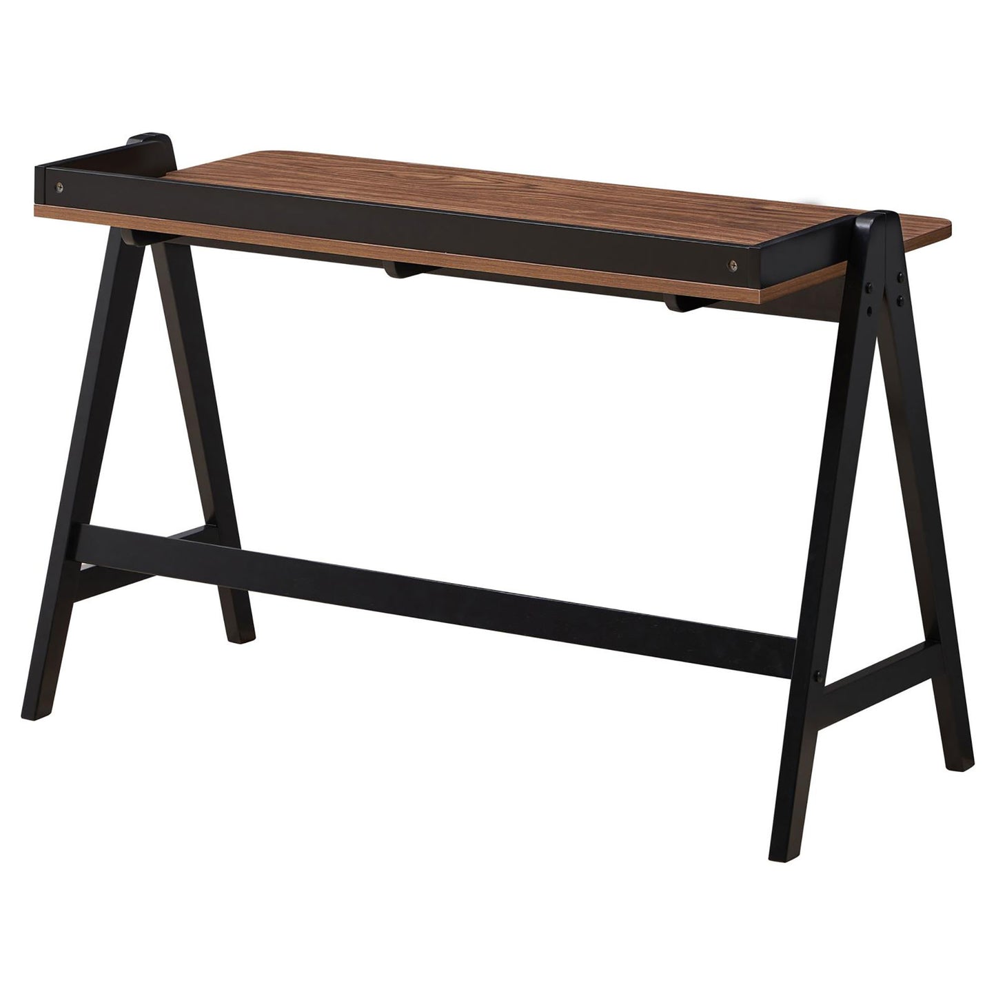 Walnut and Black Writing Desk with USB Ports