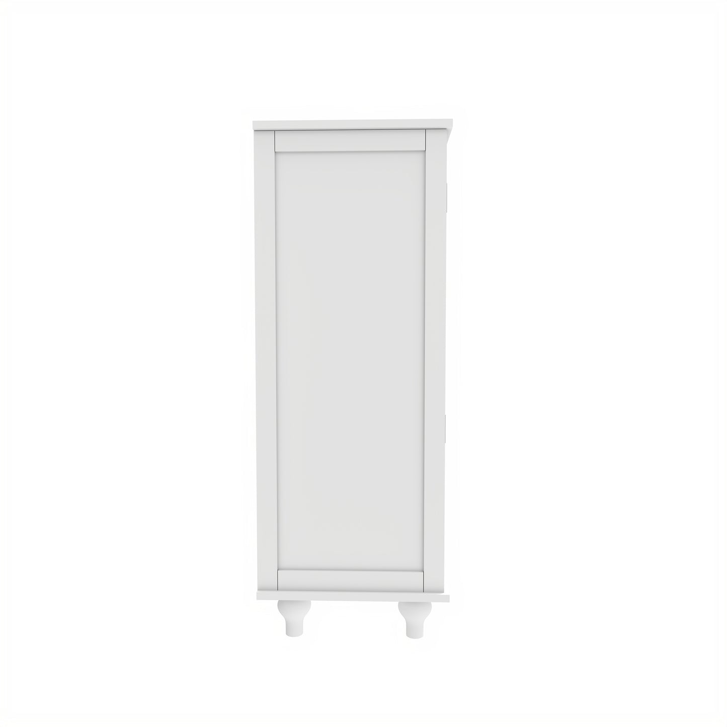 Minimalist White Buffet Cabinet with Double Glass Doors and Drawer, Modern Wooden Storage Sideboard Cupboard for Living room, Dining Room Hallway Entryway