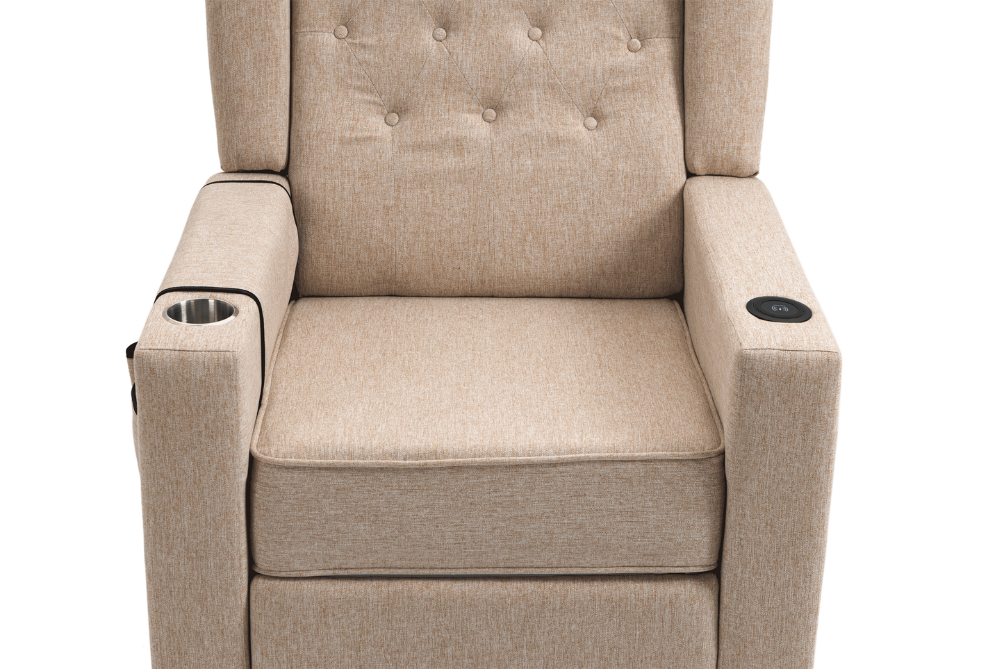 Arm Pushing Recliner Chair, Modern Button Tufted Wingback Push Back Recliner Chair, Living Room Chair Fabric Pushback Manual Single Reclining Sofa Home Theater Seating for Bedroom,Khaki Yelkow