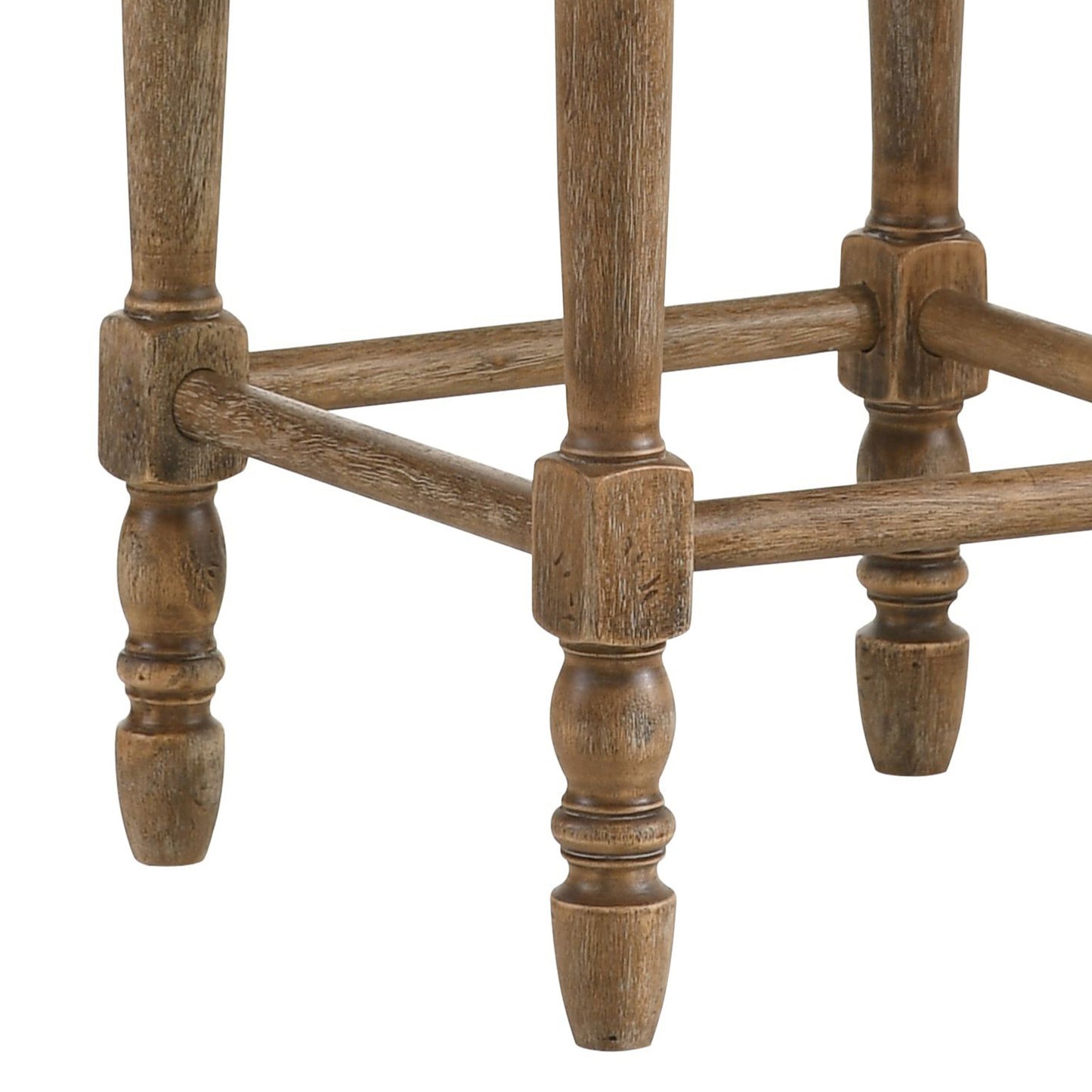 Beige and Weathered Oak Nailhead Trim Counter Height Stools ( Set of 2)