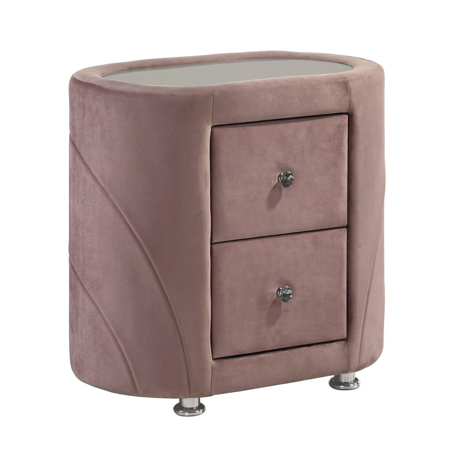 Pink Upholstered 2-drawer Nightstand