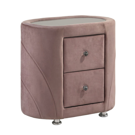 Pink Upholstered 2-drawer Nightstand