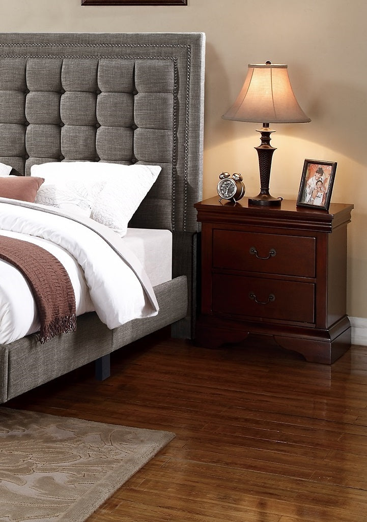 Contemporary Bedroom Furniture Nightstand Cherry Finish 2 x Drawers Bed Side Table Pine wood