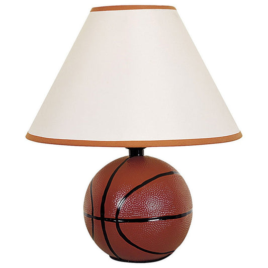12' Tall Ceramic Table Lamp, Basketball Shaped, Linen Shade
