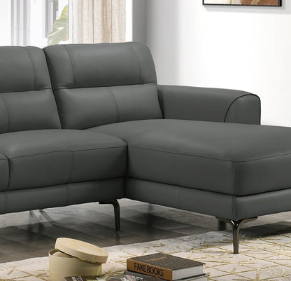 Top Grain Leather Anthracite 2pc Sectional Set Right Facing Chaise Left Facing Sofa Living Room Furniture