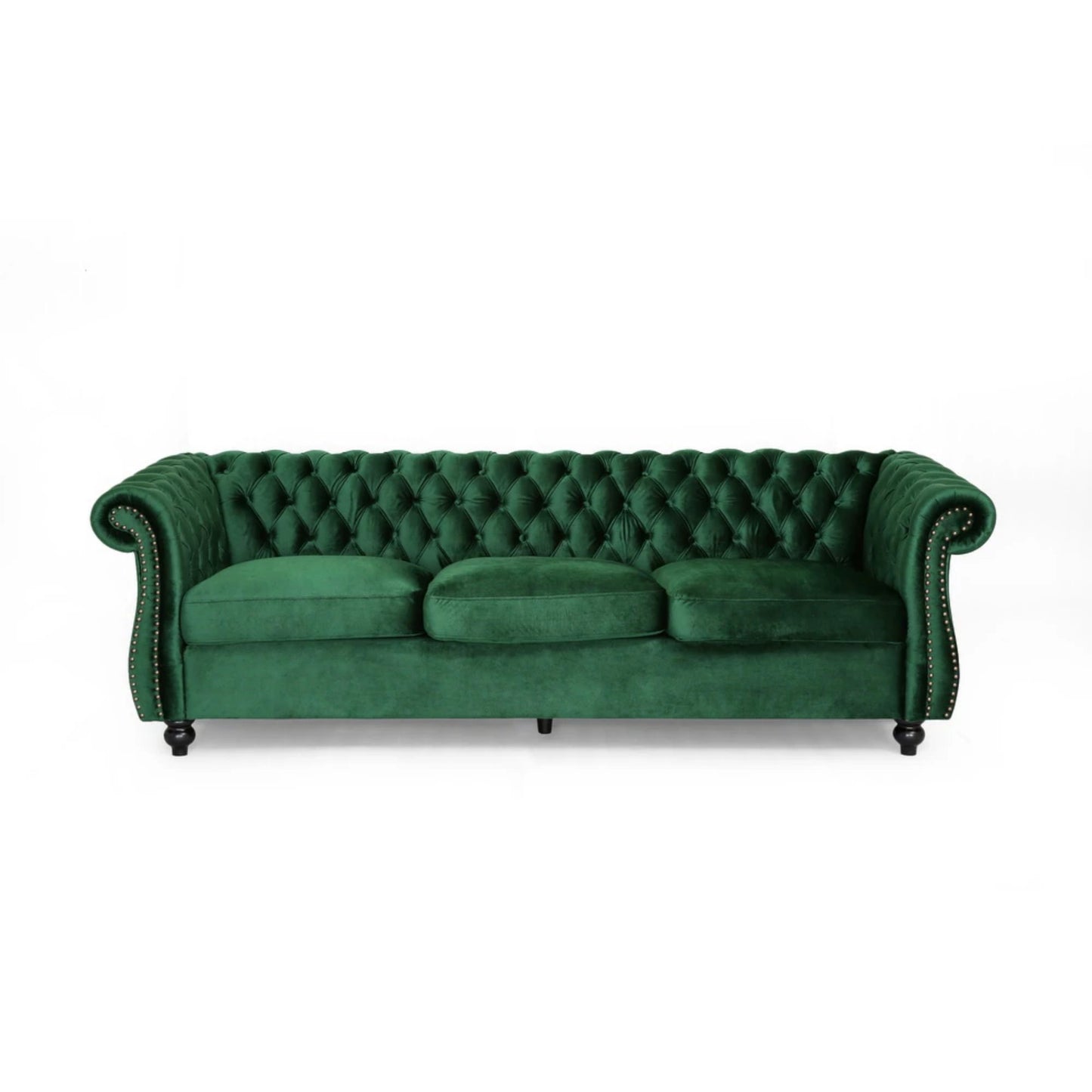 Durable 3-Seater Emerald Velvet Sofa, Combining Luxurious Comfort with Christmas Design, Perfect for Elegant Living Spaces, Featuring Plush Upholstery for Relaxation and a Touch of Sophisticated Style