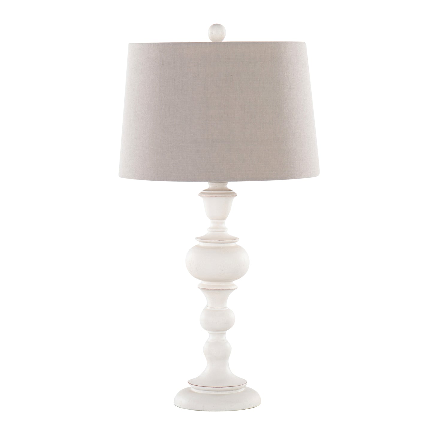 Morocco 30" Farmhouse Poly Table Lamp in Distressed Off-White Polyresin with Soft Grey Linen Shade from Grandview Gallery by LumiSource - Set of 2