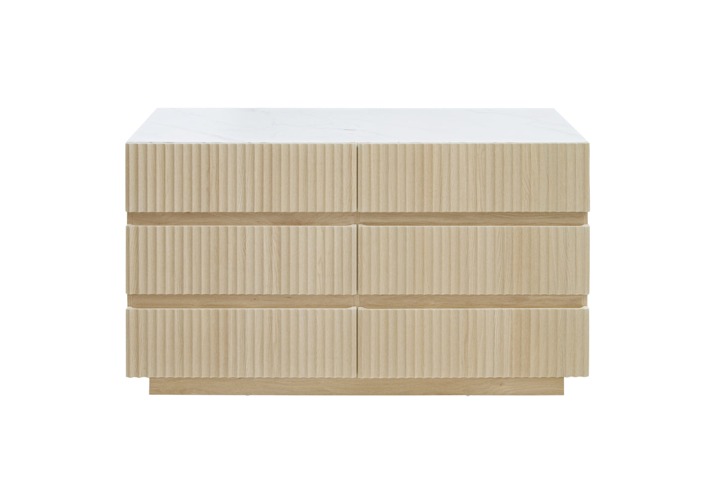 Fluted 6 Drawers Dresser ,Double Dresser Chest of Drawers, 47.24" Modern Chest of Drawers with LED ,Drawer Organizer for Bedroom, Living Room, Hallway