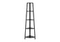 Bookshelf, Bookcase, Etagere, Corner, 4 Tier, 60"h, Office, Bedroom, Black Laminate, Black Metal, Contemporary, Modern