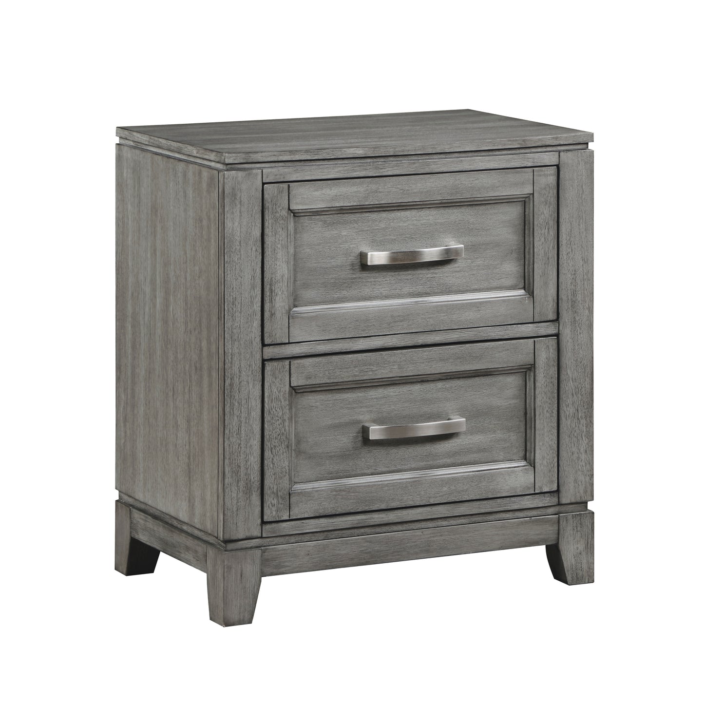 Gray Finish Nightstand with 2x Storage Drawers Wooden Bedroom Furniture 1pc