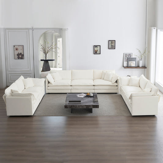 3 Piece Sofa Set Oversized Sofa Comfy Sofa Couch, 2 Pieces of 2 Seater and 1 Piece of 3 Seater Sofa  for Living Room, Deep Seat Sofa White Chenille