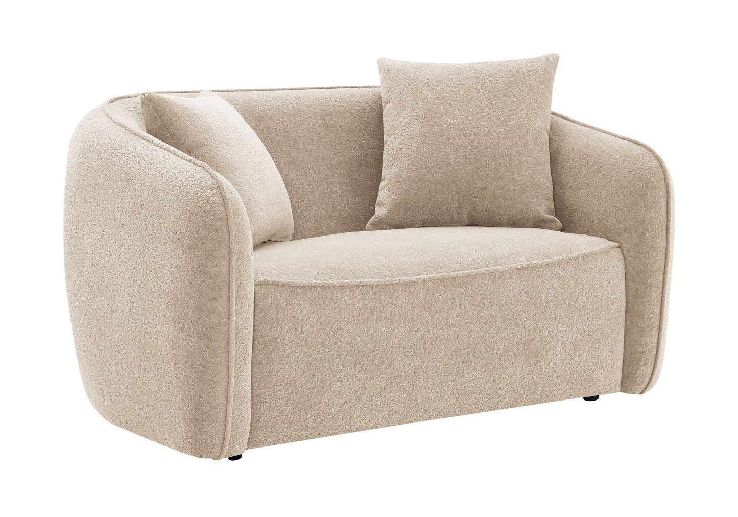 Keith Beige Chenille 3PCS Living Room Set (comes with matching color toss pillows)