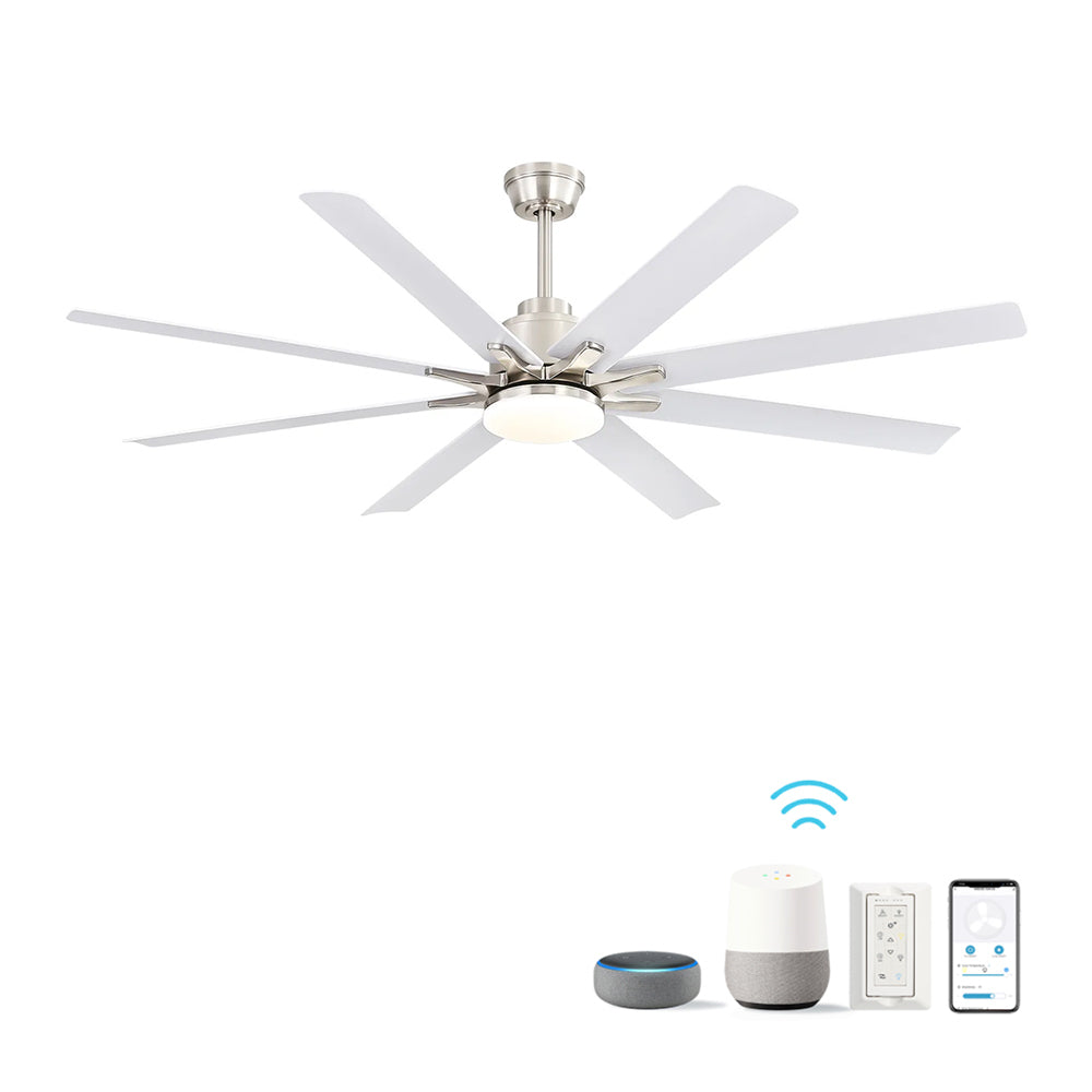 66 Inch Modern Ceiling Fan With Dimmable Led Light 8 ABS Blades Remote Control Reversible DC Motor For Home Office