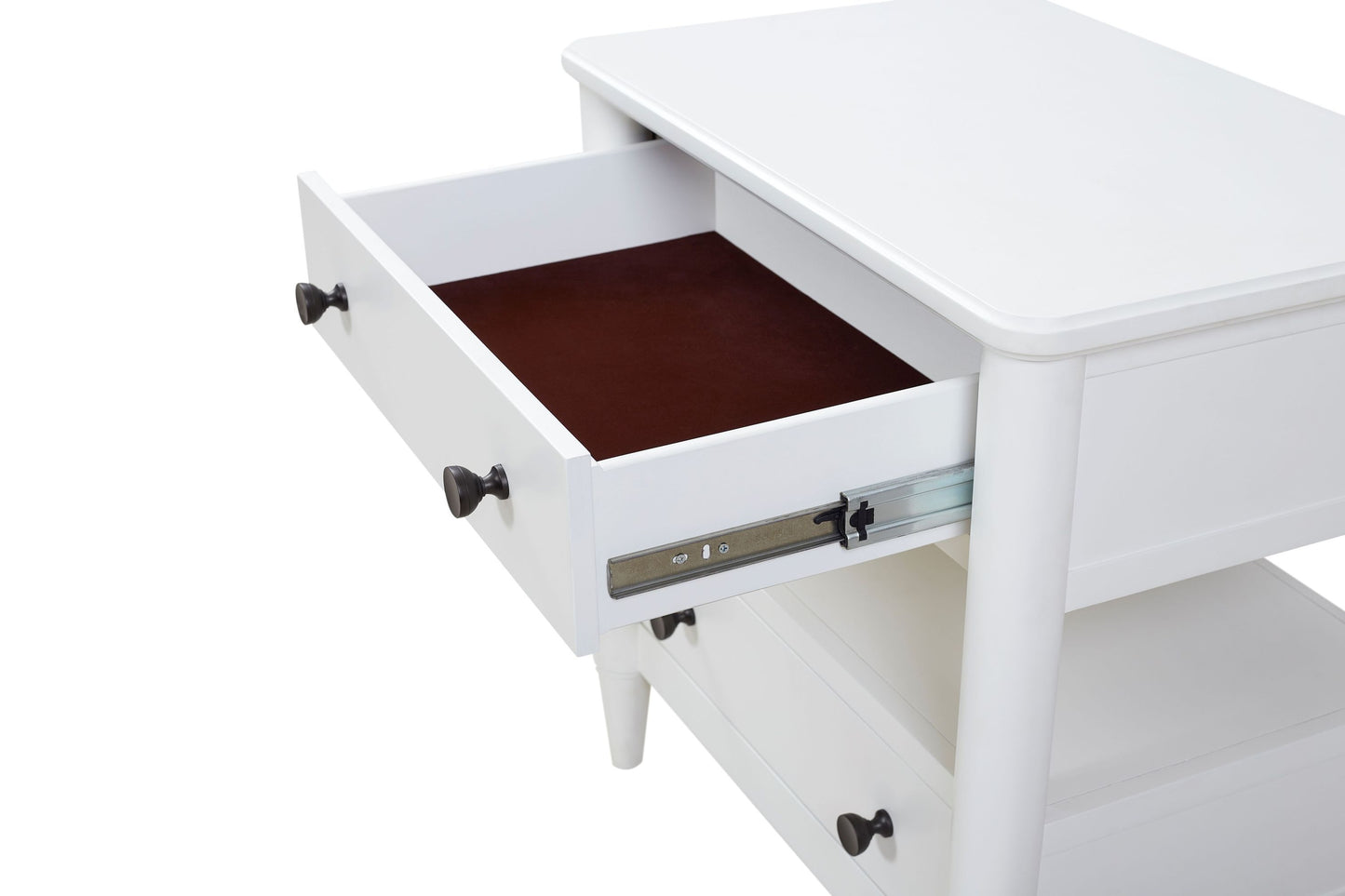 Open Nightstand White Finish With 2 Drawers