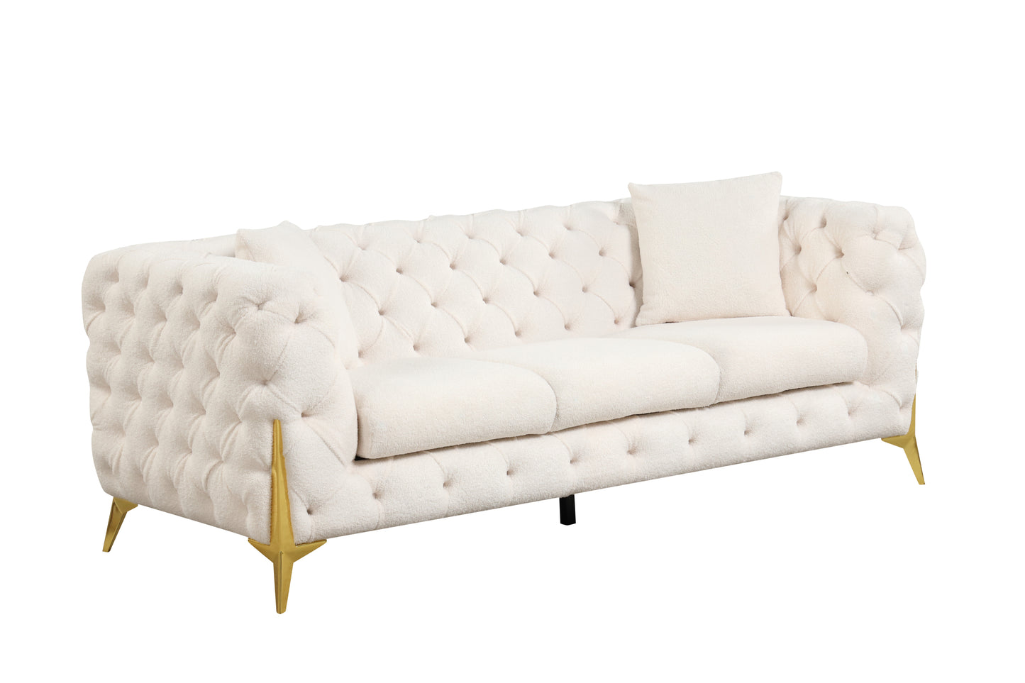 Contempo Modern Style Sofa Made with Wood in Cream